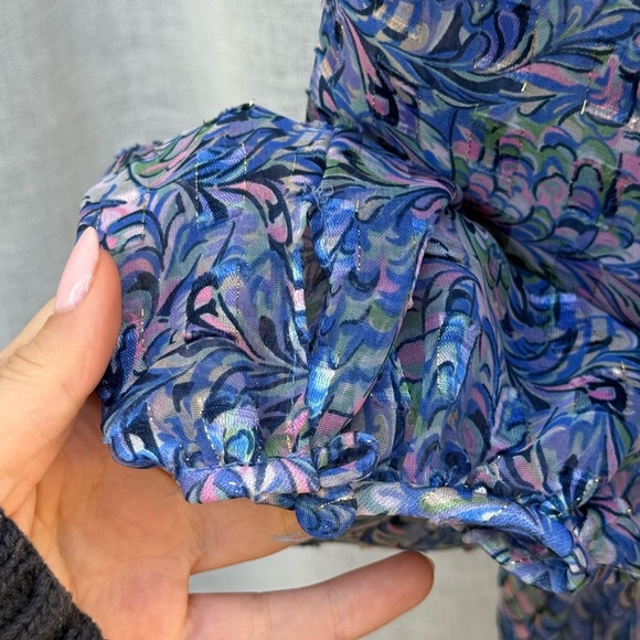 Vintage Long sleeve open light blue purple cover up cardigan blouse - Picture 10 of 16